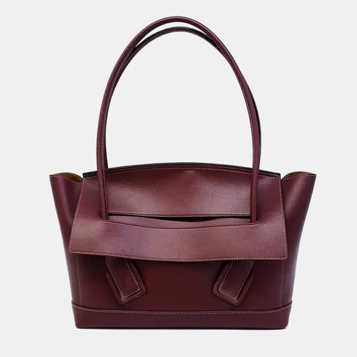 Bottega Veneta Burgundy Leather Arco Medium Top Handle Bag