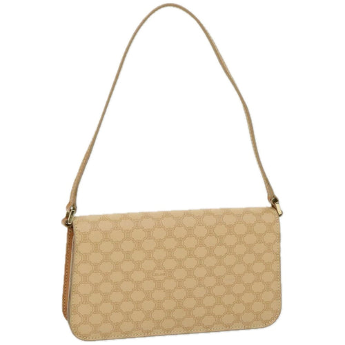 CELINE Macadam Canvas Shoulder Bag PVC Leather Beige  66415