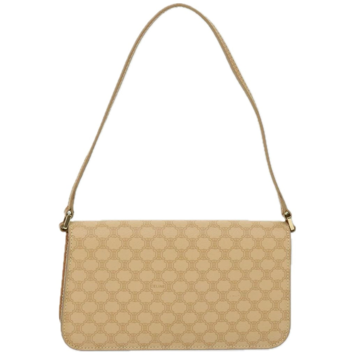 CELINE Macadam Canvas Shoulder Bag PVC Leather Beige  66415