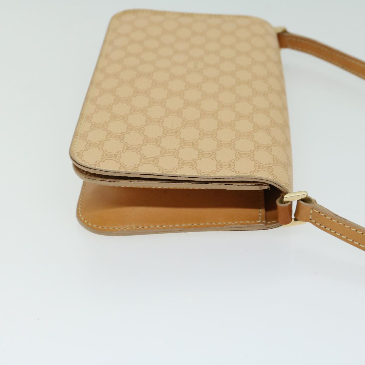 CELINE Macadam Canvas Shoulder Bag PVC Leather Beige  66415