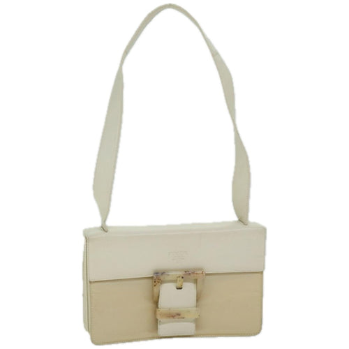 PRADA Shoulder Bag Nylon Leather White  66433