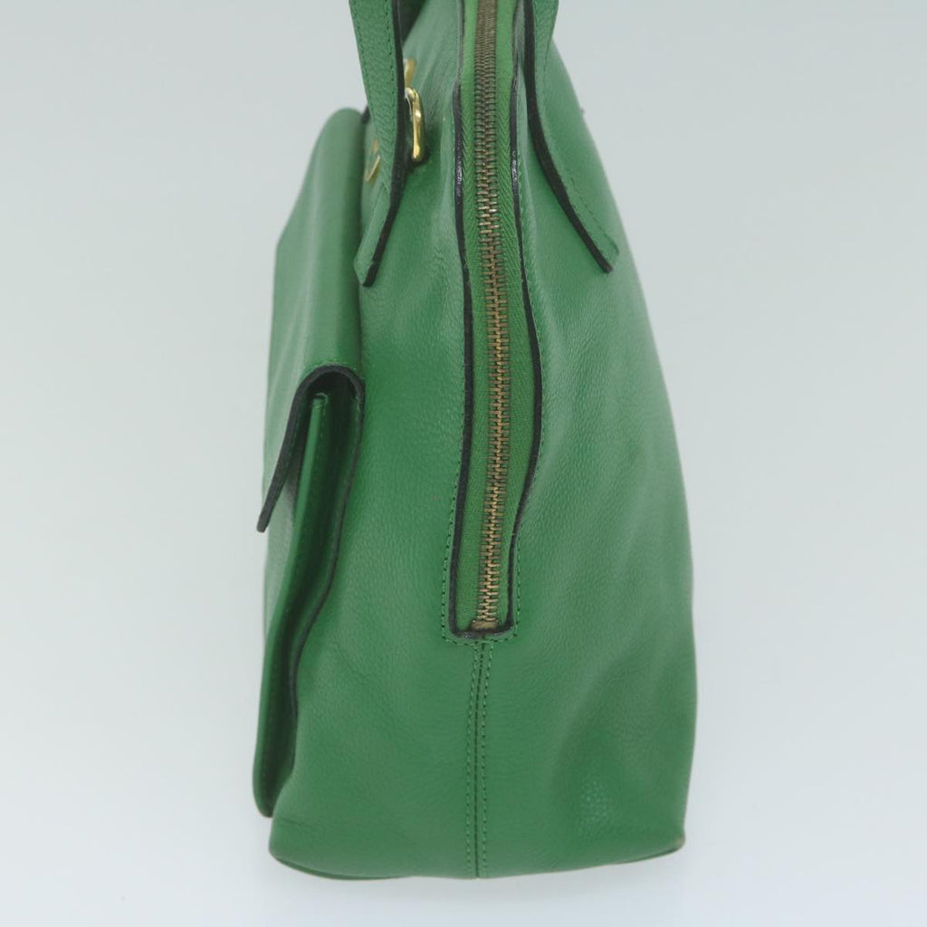 CELINE Hand Bag Leather 2way Green  66491