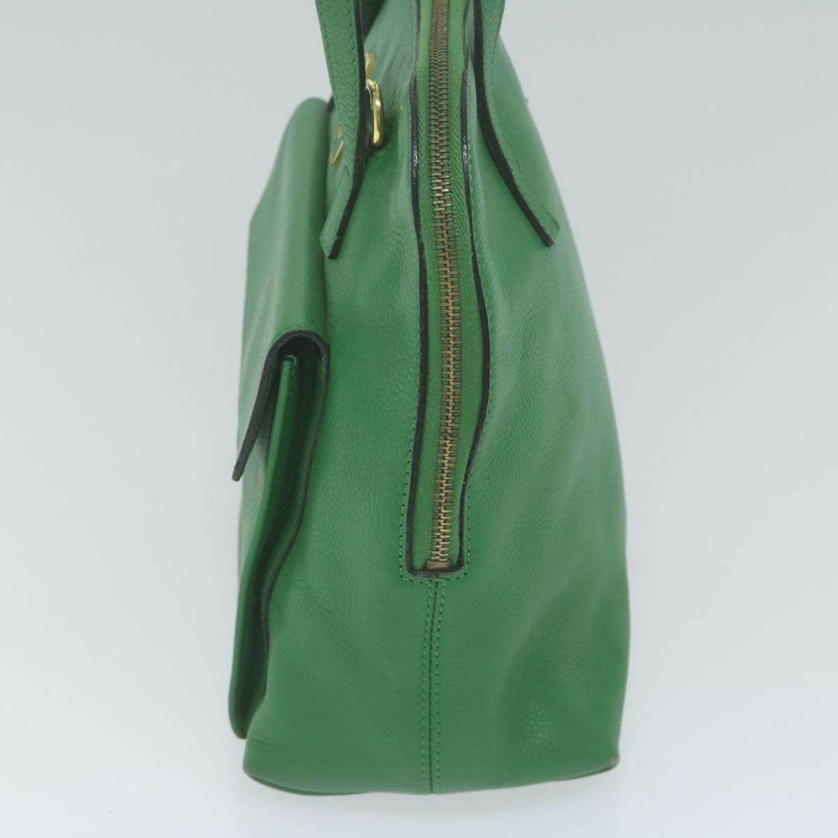 CELINE Hand Bag Leather 2way Green  66491