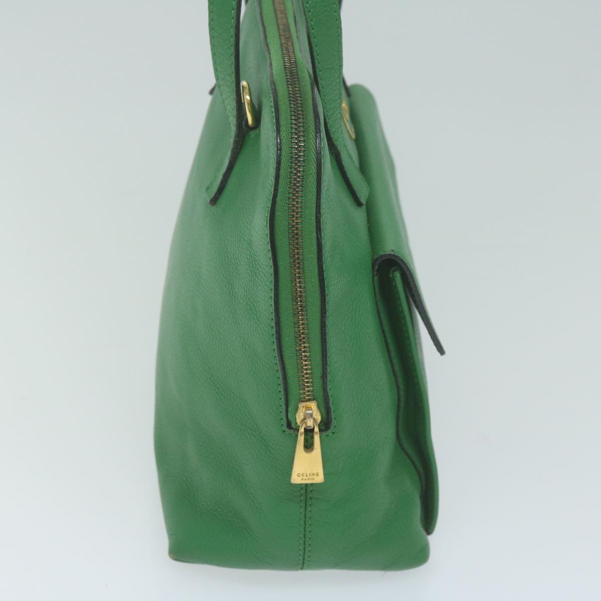 CELINE Hand Bag Leather 2way Green  66491