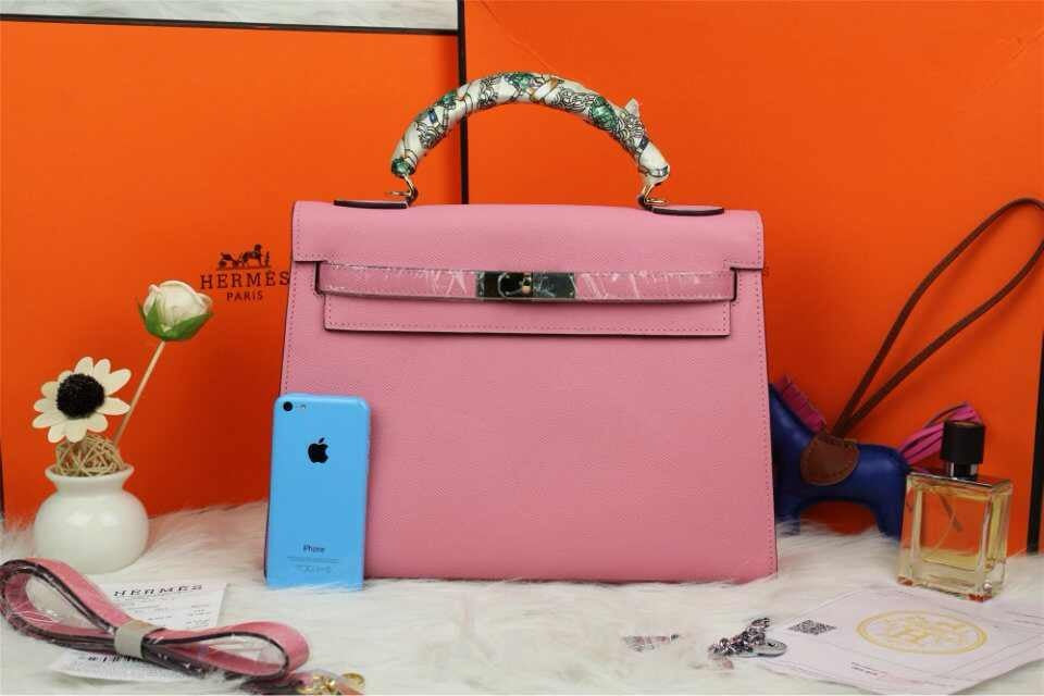 Hermes Kelly 32cm Epsom Leather Handbag Pink