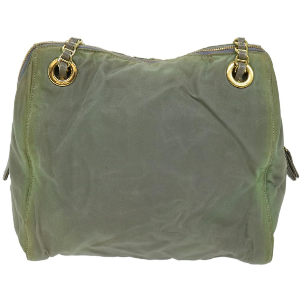 PRADA Chain Shoulder Bag Nylon Khaki  66500