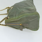 PRADA Chain Shoulder Bag Nylon Khaki  66500