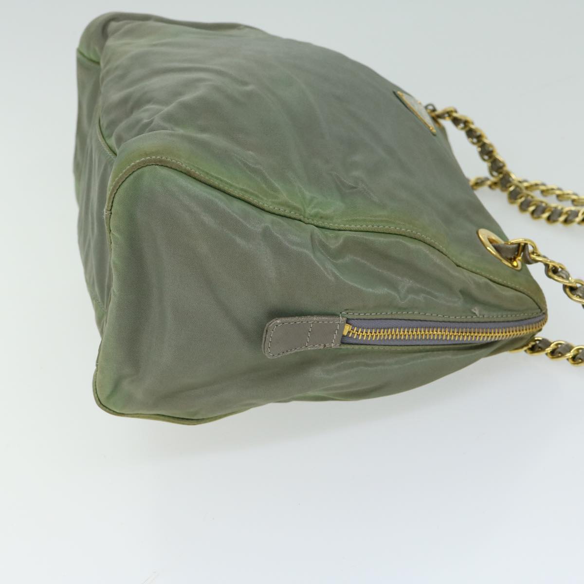 PRADA Chain Shoulder Bag Nylon Khaki  66500