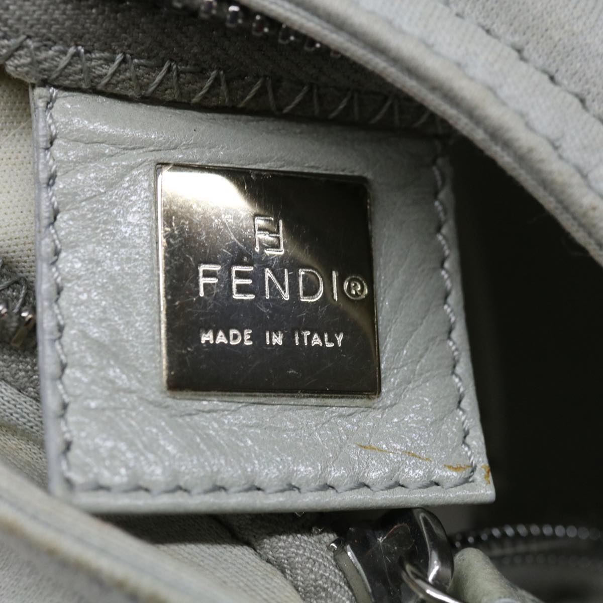 FENDI Mamma Baguette Shoulder Bag Nylon Gray66503