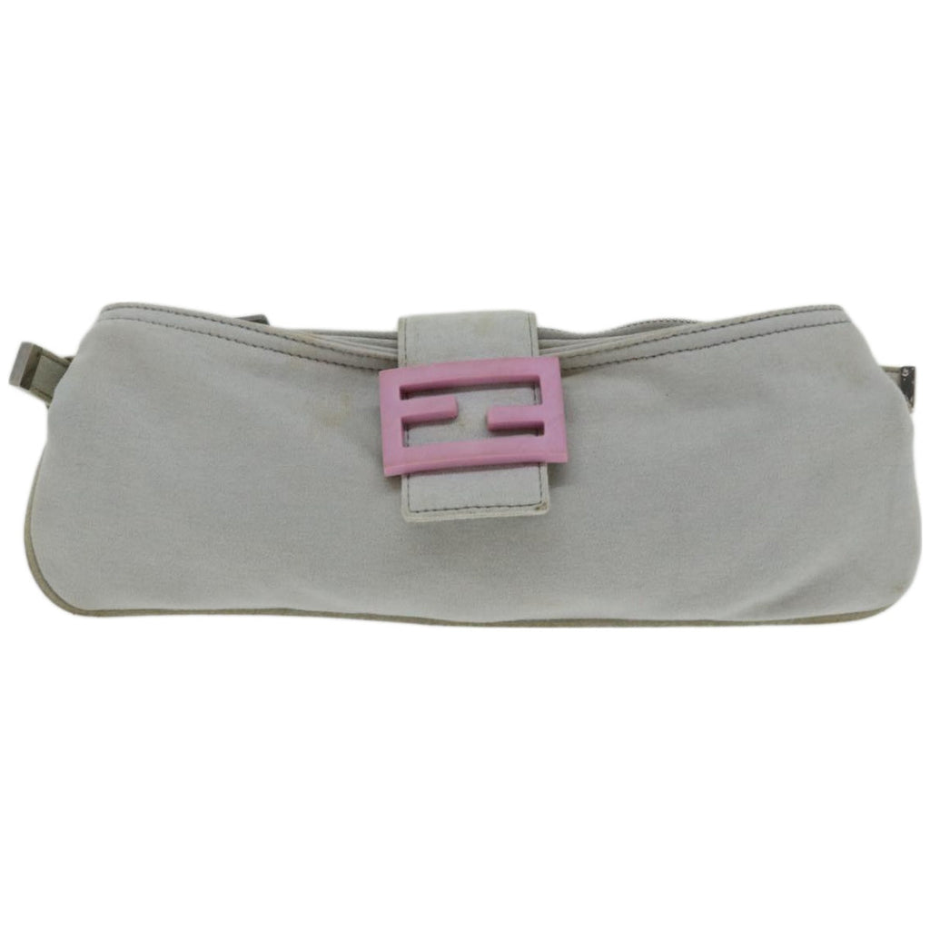 FENDI Mamma Baguette Shoulder Bag Nylon Gray66503