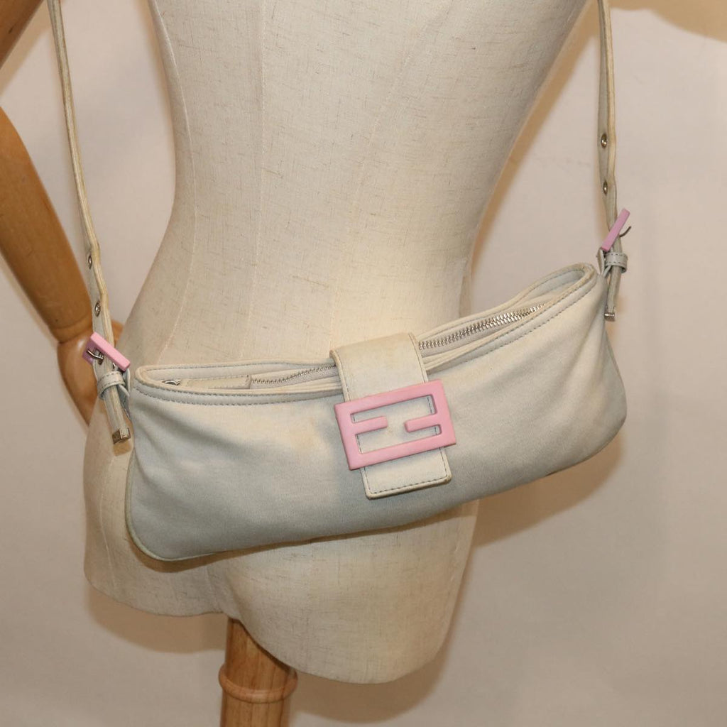 FENDI Mamma Baguette Shoulder Bag Nylon Gray66503