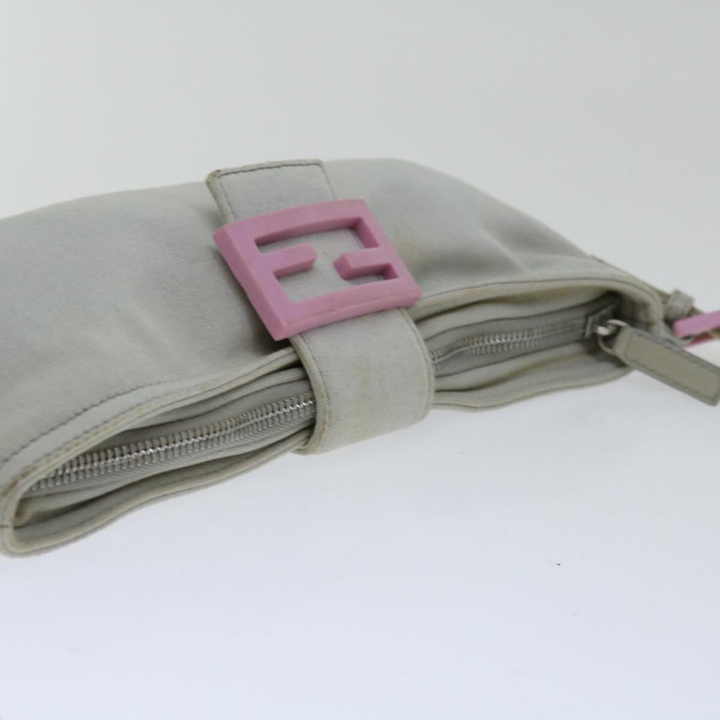 FENDI Mamma Baguette Shoulder Bag Nylon Gray66503