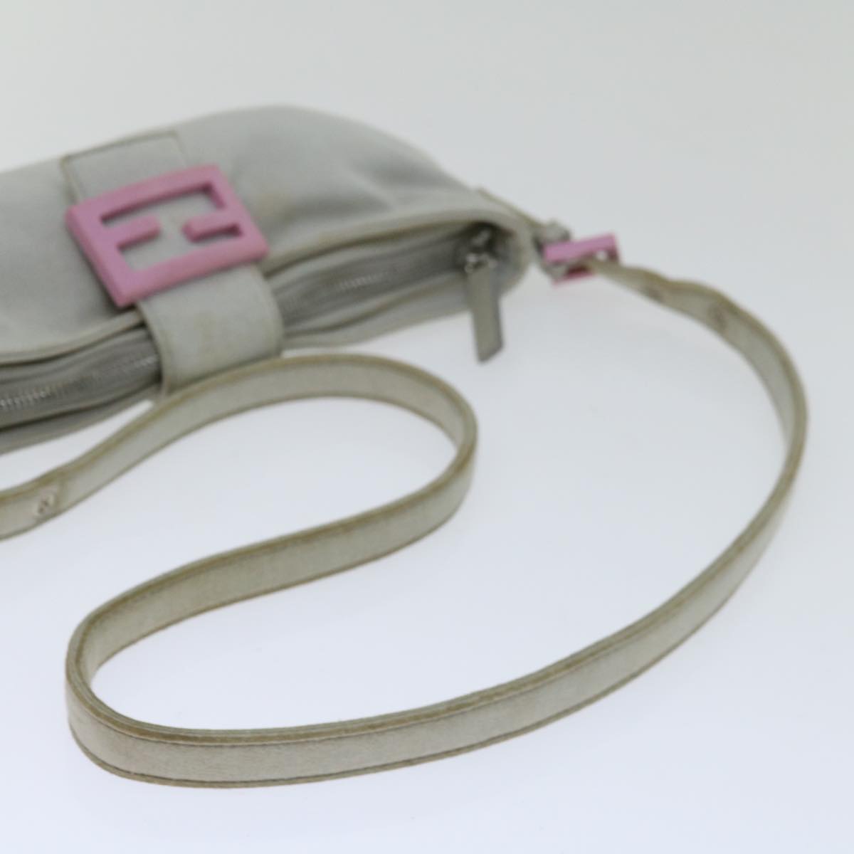 FENDI Mamma Baguette Shoulder Bag Nylon Gray66503