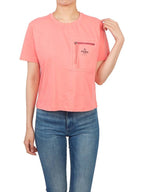 Fendi Logo Zipper Pocket Cropped Short Sleeve T-Shirt Pink