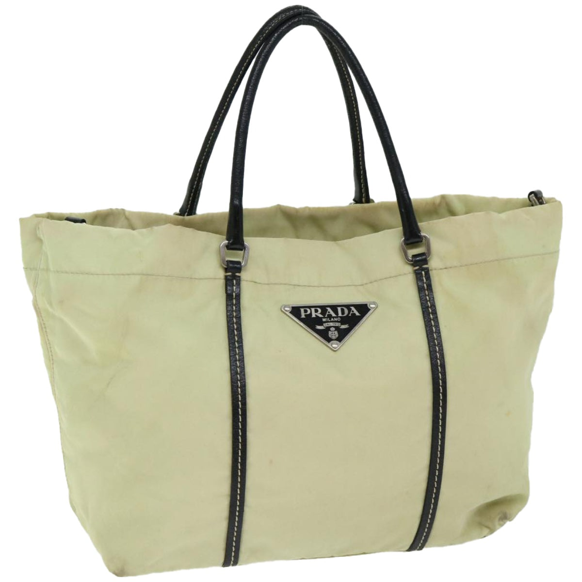 PRADA Hand Bag Nylon Cream  66590