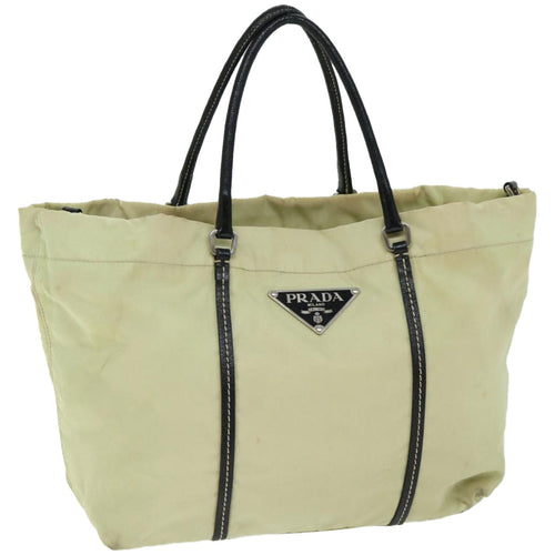 PRADA Hand Bag Nylon Cream  66590