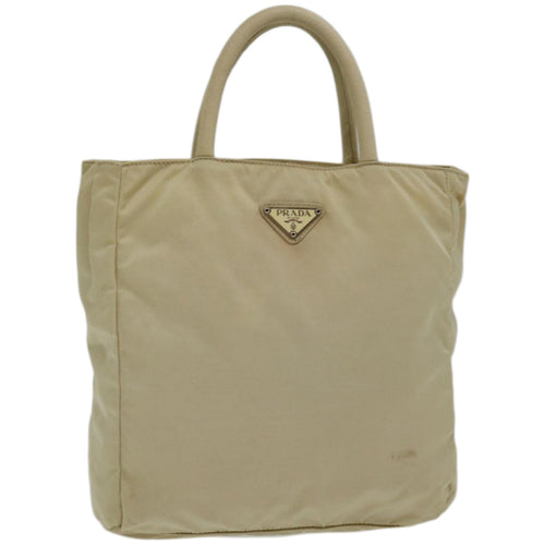 PRADA Hand Bag Nylon Cream  66593