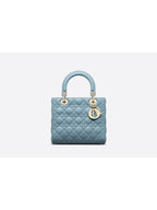 Lady Cannage Lambskin Medium Tote Bag Horizon Blue Dior