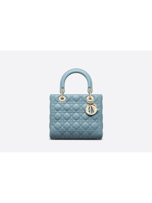 Lady Cannage Lambskin Medium Tote Bag Horizon Blue Dior