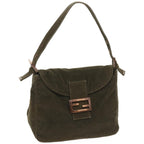 FENDI Mamma Baguette Shoulder Bag Corduroy Khaki66602