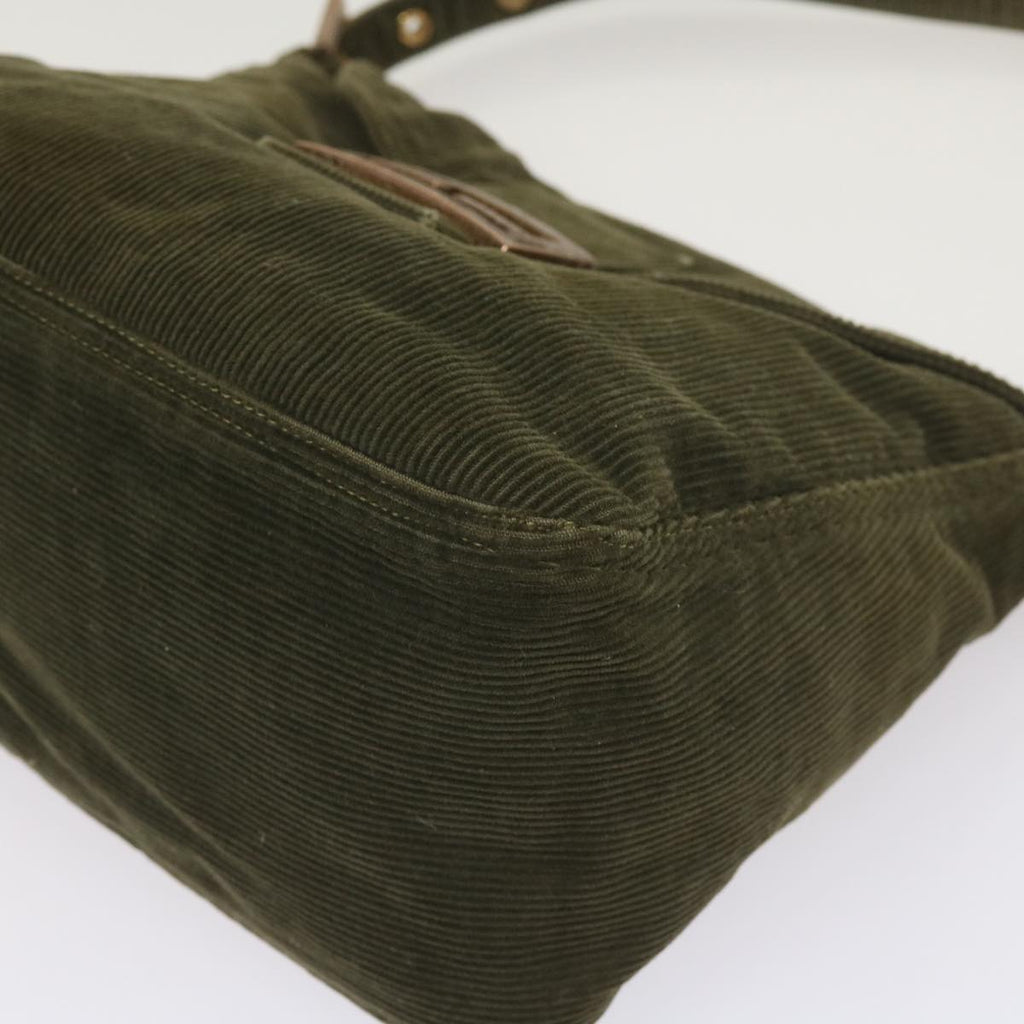 FENDI Mamma Baguette Shoulder Bag Corduroy Khaki66602