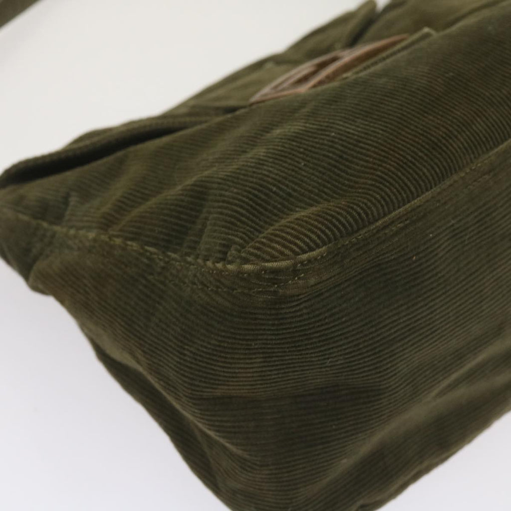 FENDI Mamma Baguette Shoulder Bag Corduroy Khaki66602