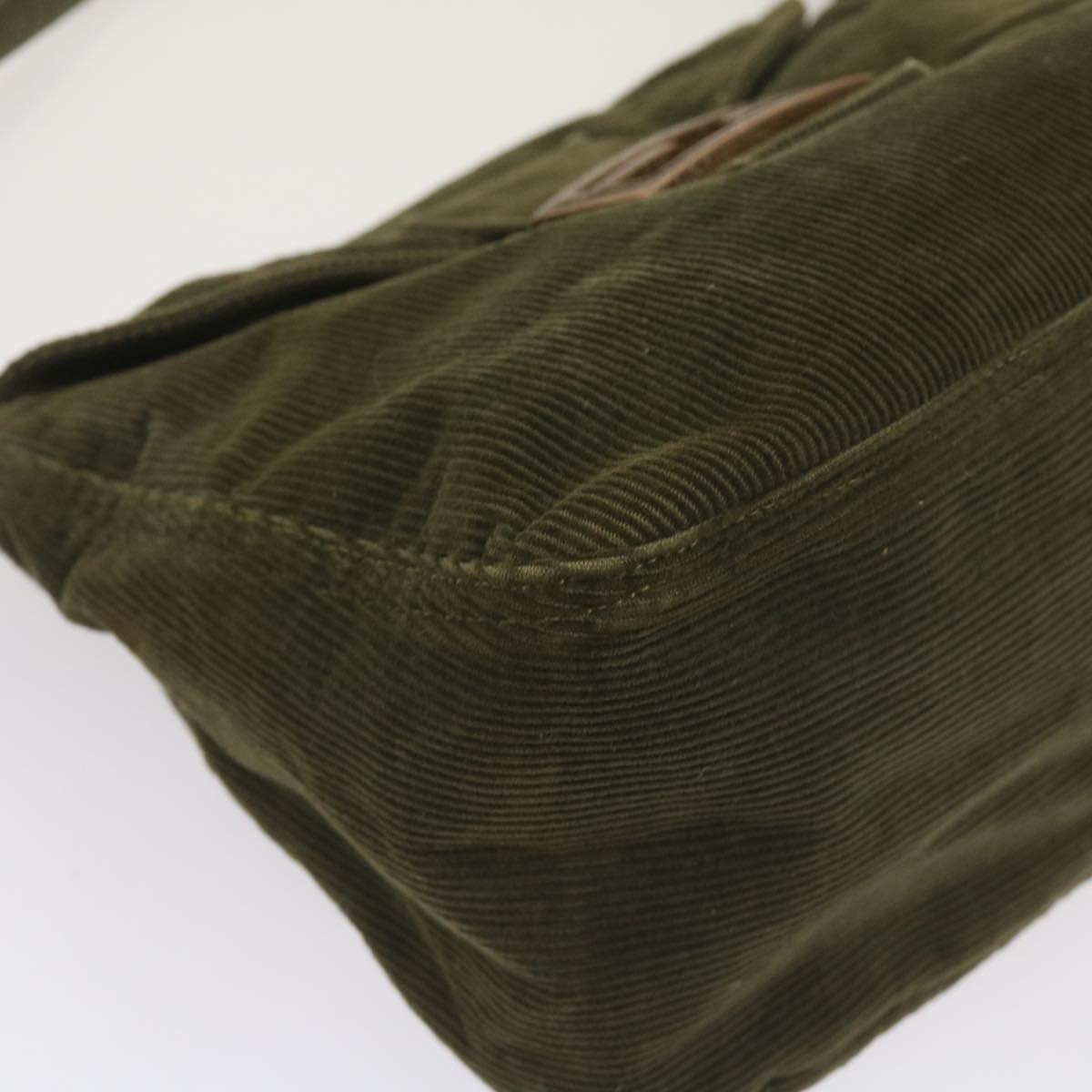 FENDI Mamma Baguette Shoulder Bag Corduroy Khaki66602