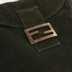 FENDI Mamma Baguette Shoulder Bag Corduroy Khaki66602