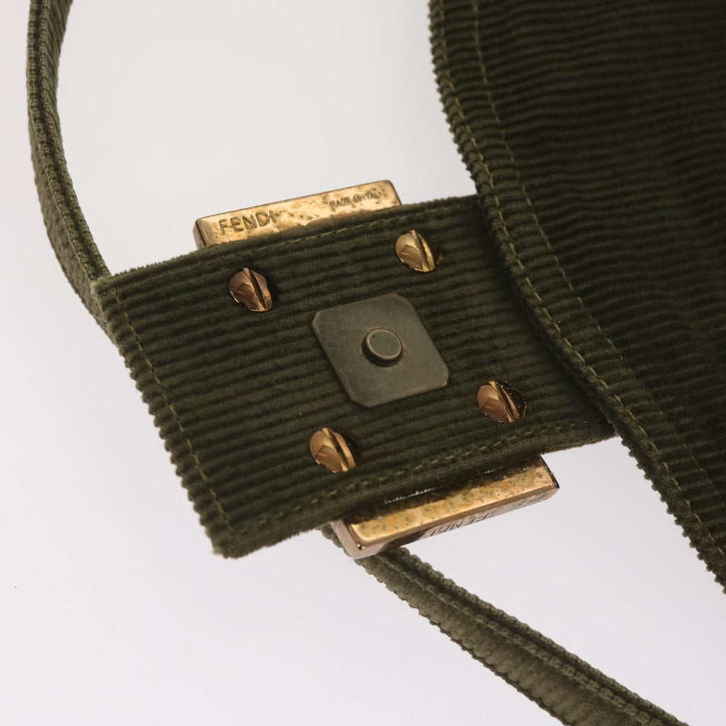 FENDI Mamma Baguette Shoulder Bag Corduroy Khaki66602