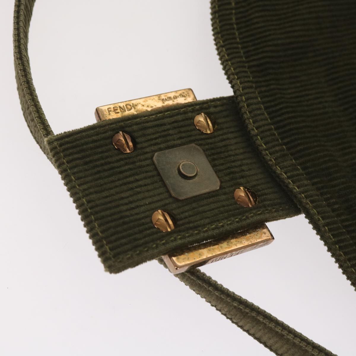 FENDI Mamma Baguette Shoulder Bag Corduroy Khaki66602