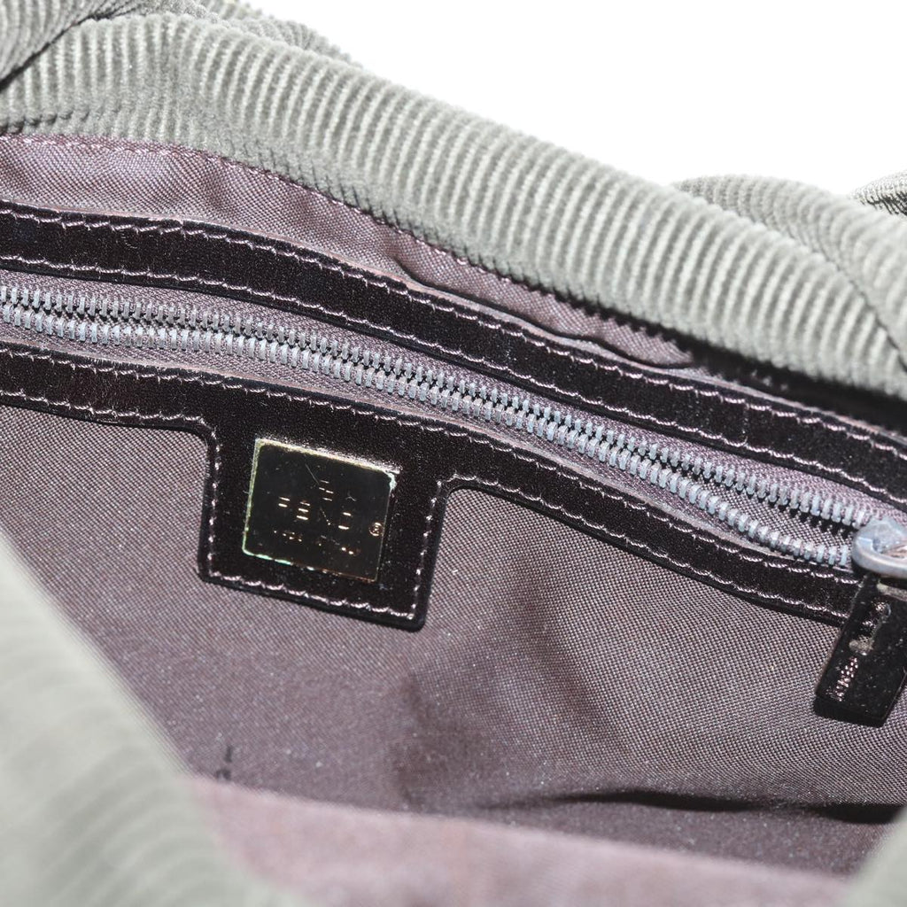 FENDI Mamma Baguette Shoulder Bag Corduroy Khaki66602