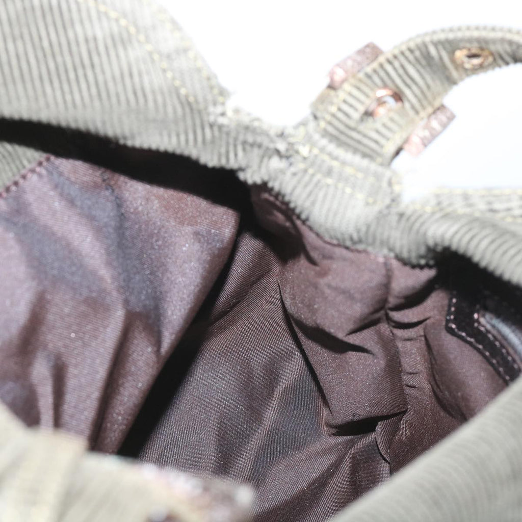 FENDI Mamma Baguette Shoulder Bag Corduroy Khaki66602
