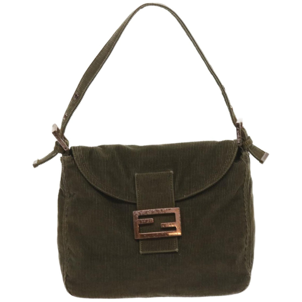FENDI Mamma Baguette Shoulder Bag Corduroy Khaki66602