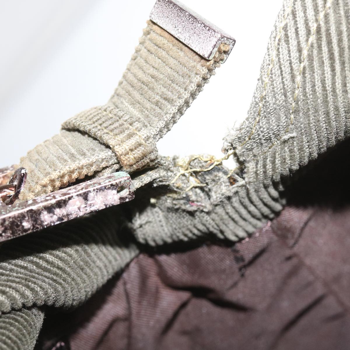 FENDI Mamma Baguette Shoulder Bag Corduroy Khaki66602