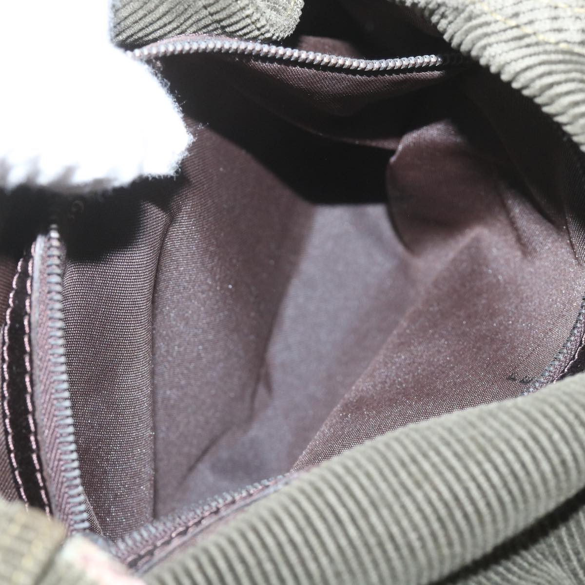 FENDI Mamma Baguette Shoulder Bag Corduroy Khaki66602