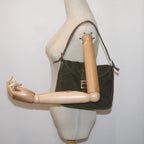 FENDI Mamma Baguette Shoulder Bag Corduroy Khaki66602
