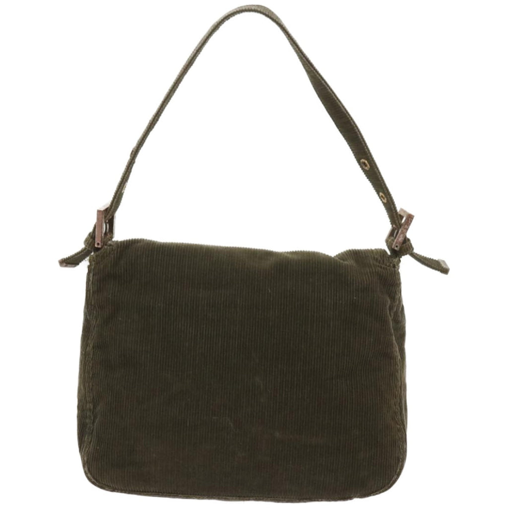 FENDI Mamma Baguette Shoulder Bag Corduroy Khaki66602