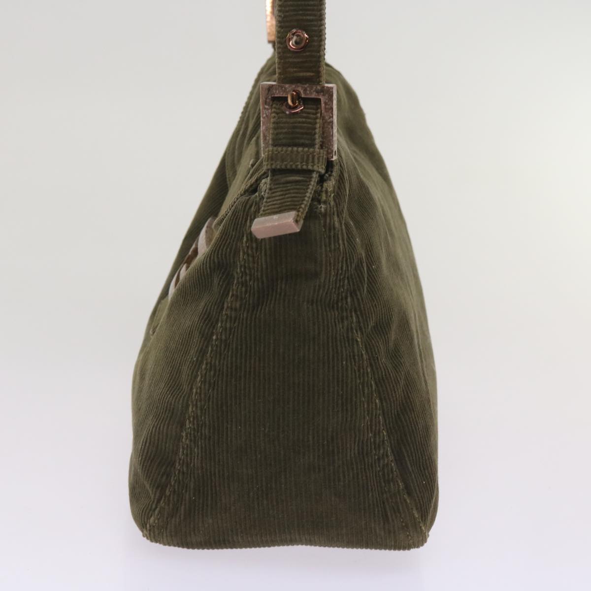 FENDI Mamma Baguette Shoulder Bag Corduroy Khaki66602