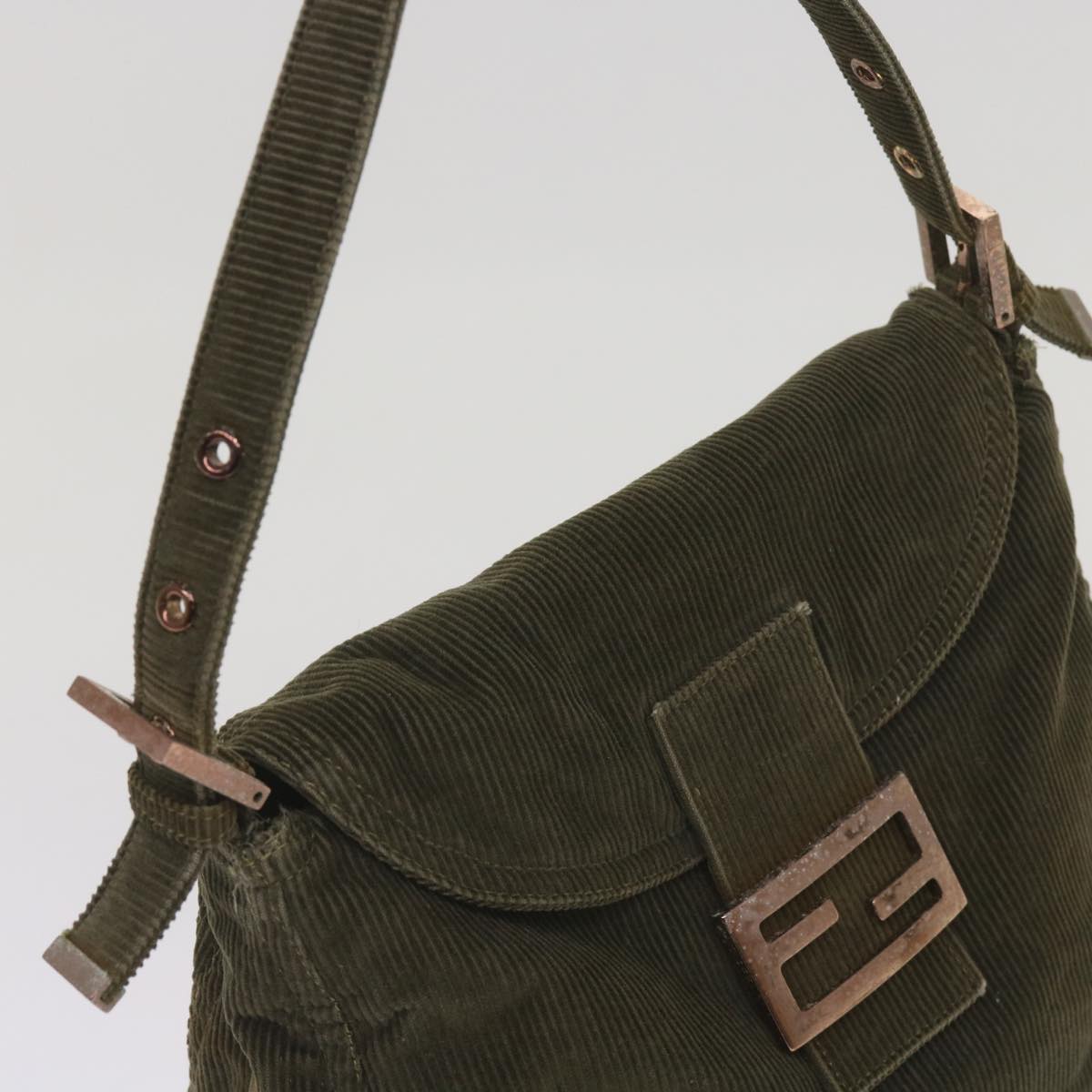 FENDI Mamma Baguette Shoulder Bag Corduroy Khaki66602