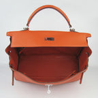 Hermes Kelly 35cm Togo Leather Handbag Orange/Silver