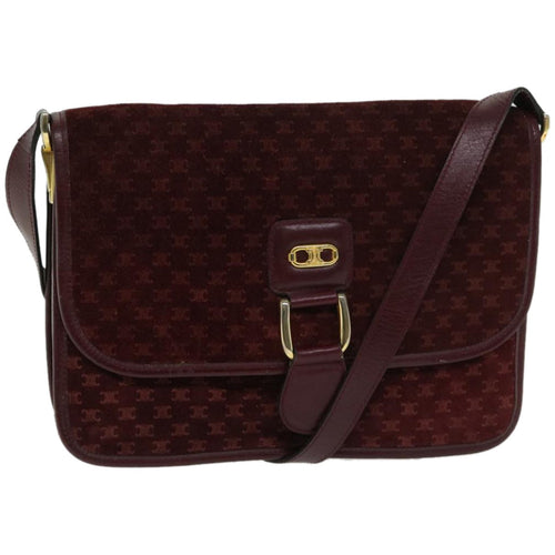 CELINE Macadam Canvas Shoulder Bag Bordeaux  66661