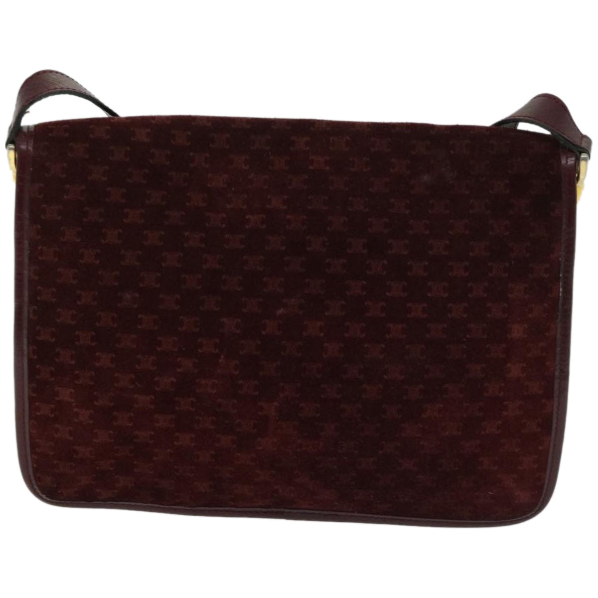 CELINE Macadam Canvas Shoulder Bag Bordeaux  66661