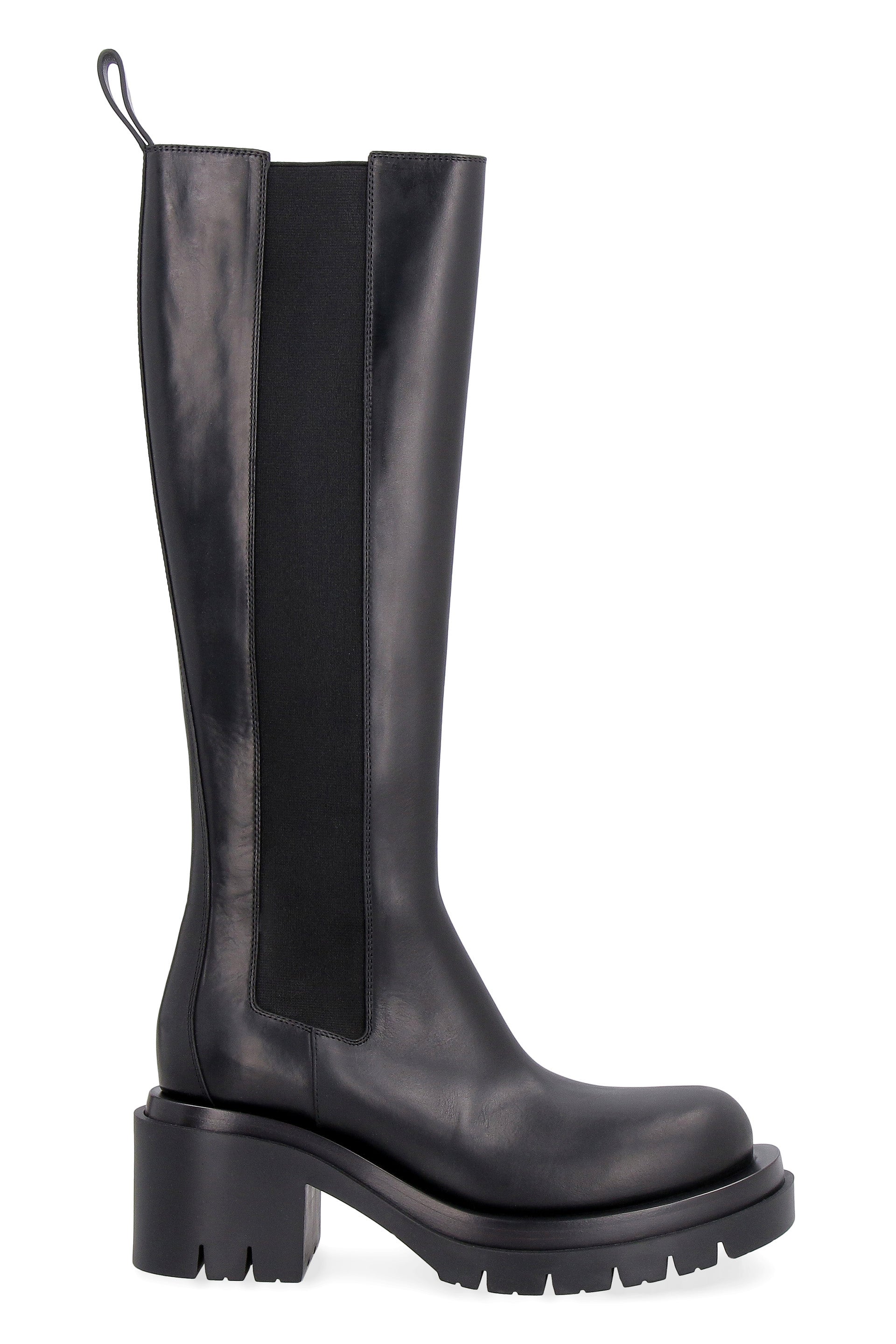 BOTTEGA VENETA Lug Leather Boots with Side Elastic Inserts - Women