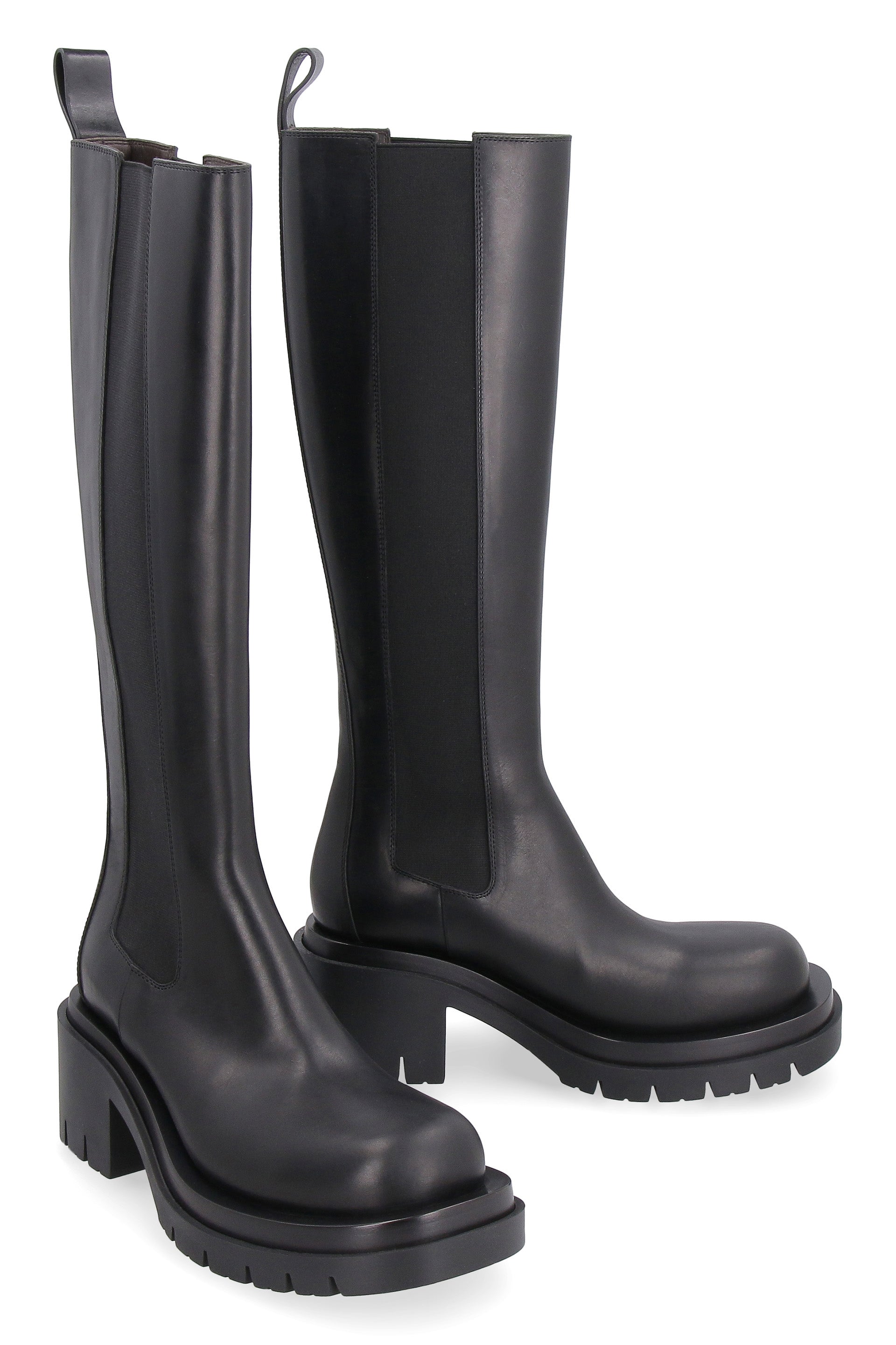 BOTTEGA VENETA Lug Leather Boots with Side Elastic Inserts - Women