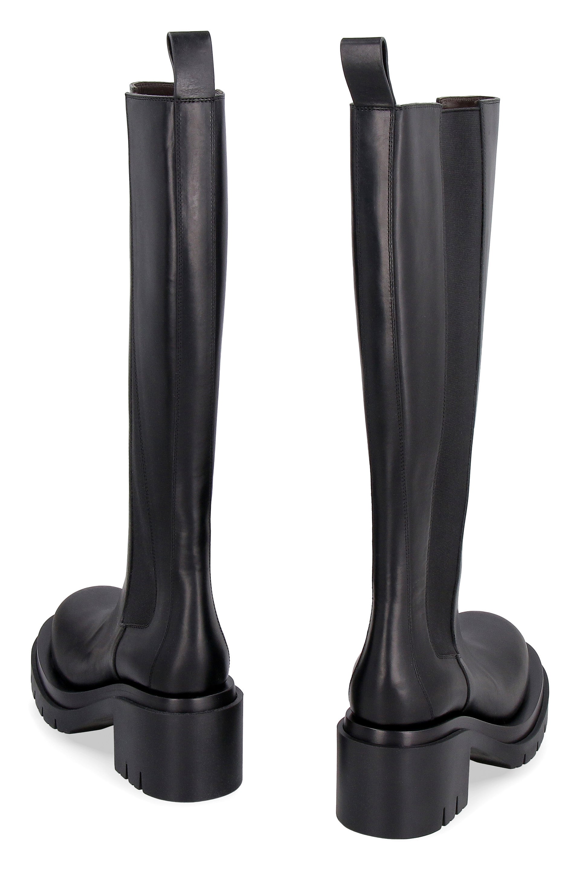 BOTTEGA VENETA Lug Leather Boots with Side Elastic Inserts - Women