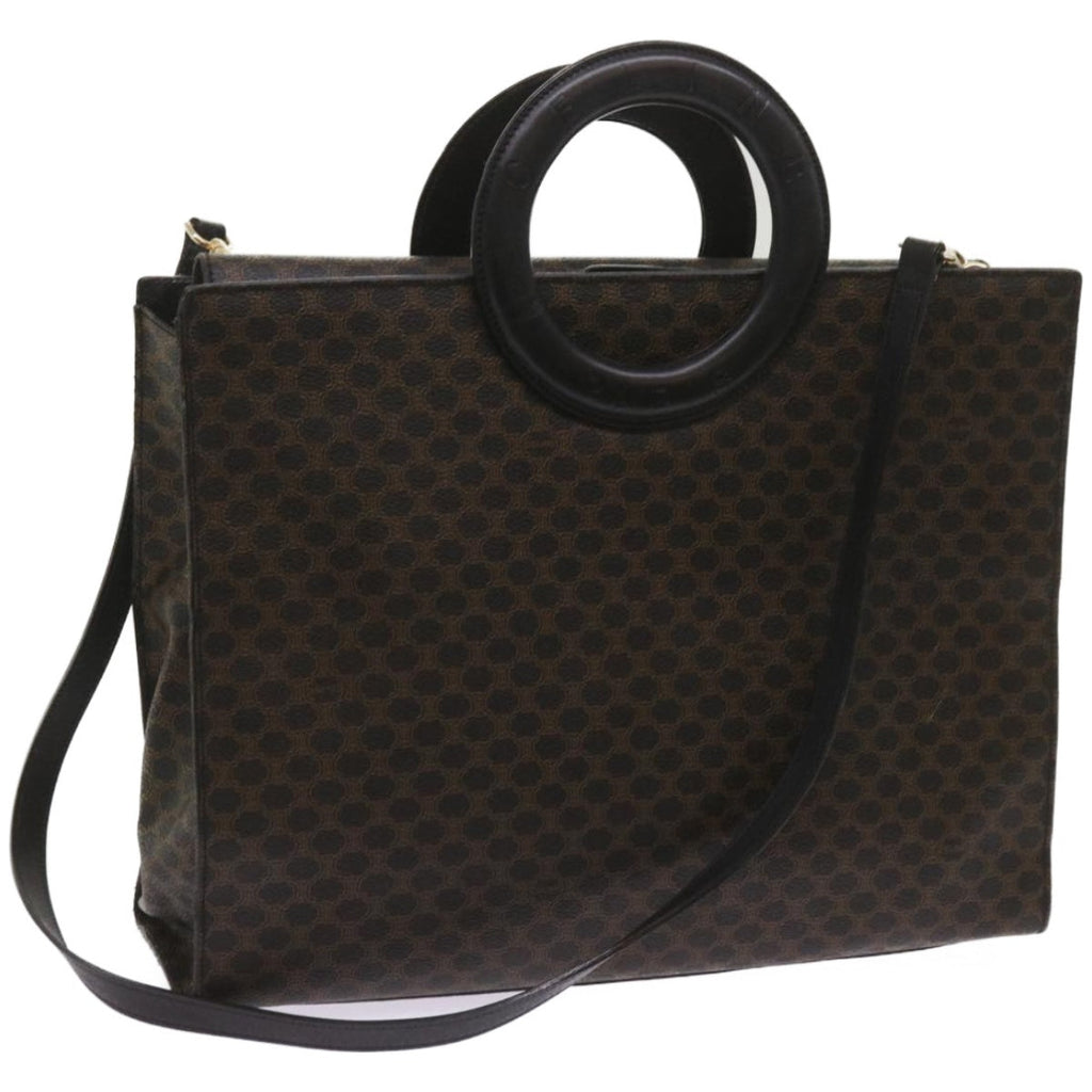 CELINE Macadam Canvas Hand Bag PVC 2way Black  66733