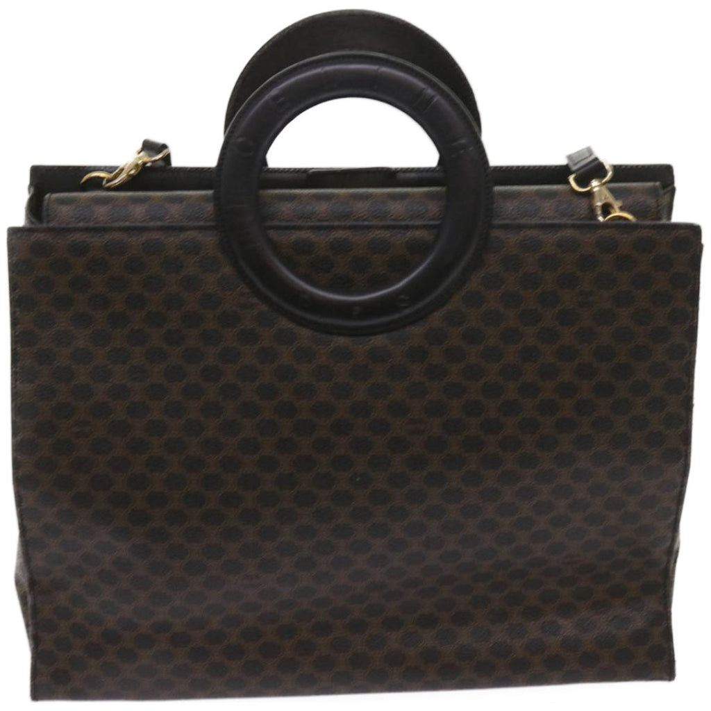 CELINE Macadam Canvas Hand Bag PVC 2way Black  66733