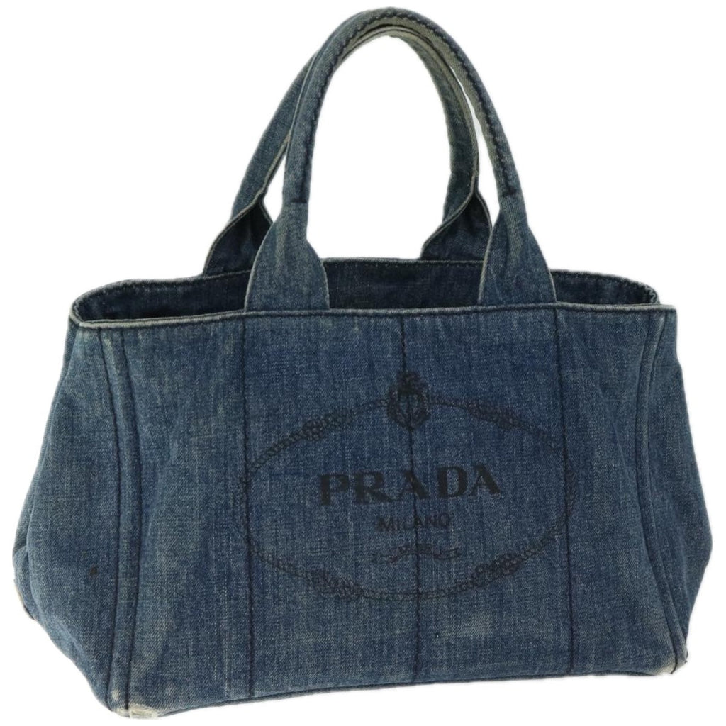 PRADA Canapa MM Hand Bag Canvas Blue  66801
