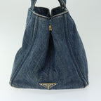 PRADA Canapa MM Hand Bag Canvas Blue  66801