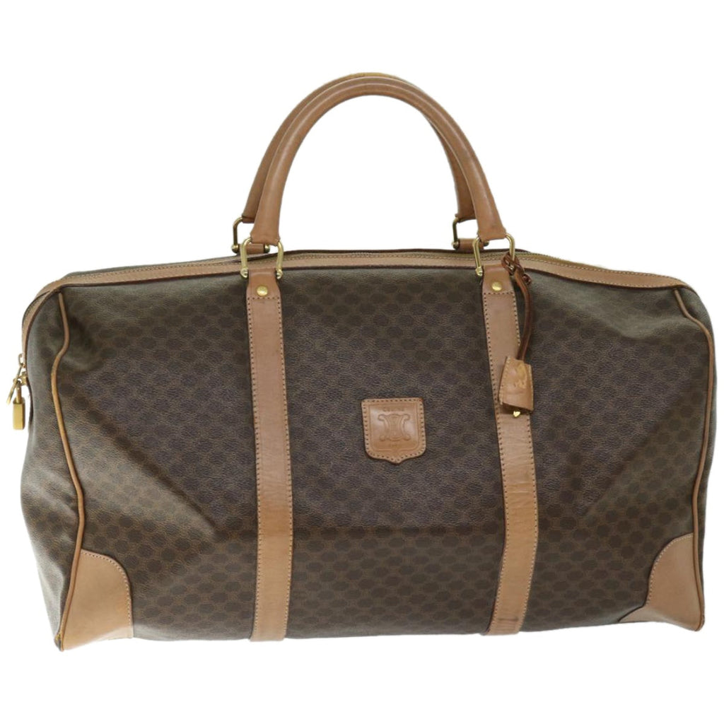 CELINE Macadam Canvas Boston Bag PVC Brown  66822